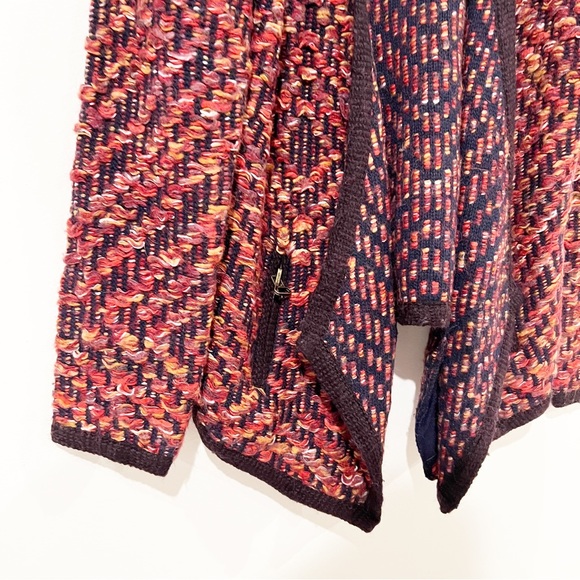 Anthropologie MOTH Keavy Cotton Wool Blend Knit Tweed Chunky Open Front Cardigan - Picture 11 of 12